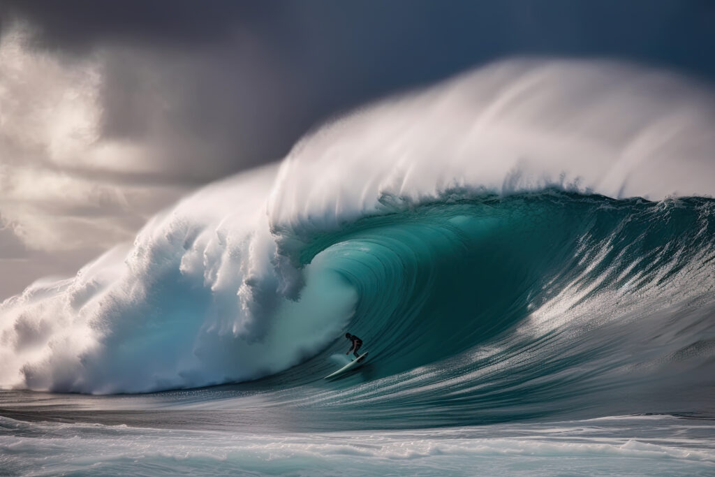 Surfer on a big wave